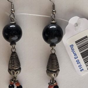 Black and Silver Beaded Earrings
